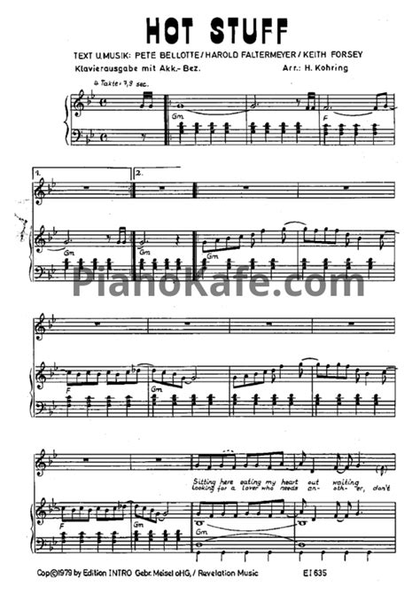 НОТЫ Donna Summer Hot stuff ноты для фортепиано гитары голоса PianoKafe