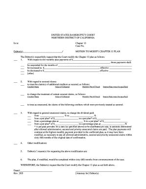 Fillable Online Canb Uscourts Motion To Modify Chapter Plan San