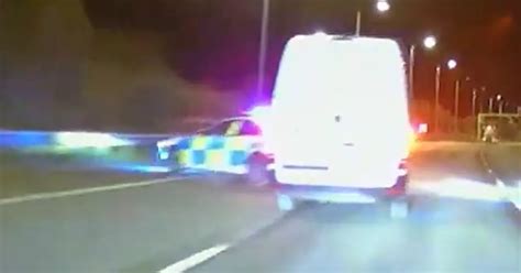 Moment Police Car Rammed Off M1 At 70mph As Thugs Filmed High Speed