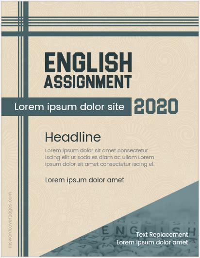 English Assignment Cover Page Templates MS Word Cover Page Templates ...