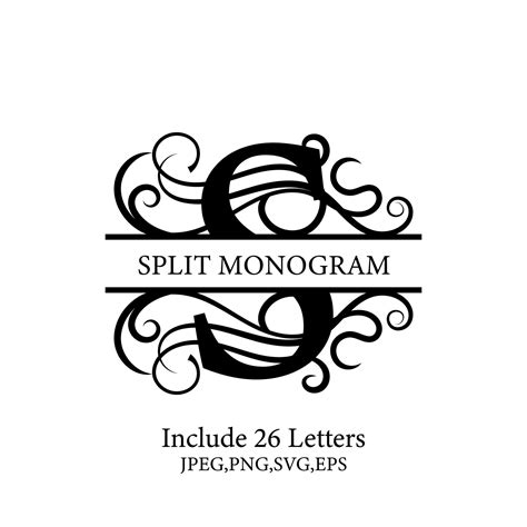 Split Monogram Svg Split Letter Svg Alphabet Svg Regal Initial Svg