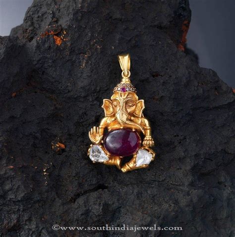 Gold Ganesh Pendant from Creations Jewellery - South India Jewels