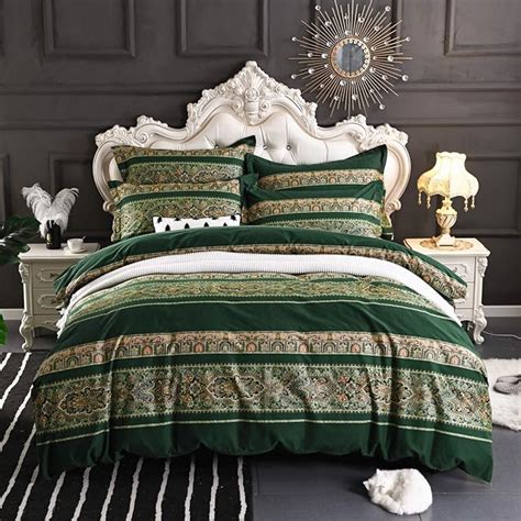 Ustide Bohemian Exotic Style Boho Duvet Quilt Covers Sets Green Bedding