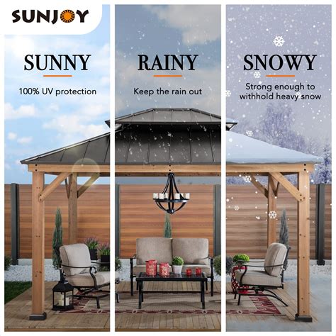 Sunjoy Wooden Hardtop Gazebo For Sale 11x13 For Outdoor Backyard Patio Golden Bull Marketing