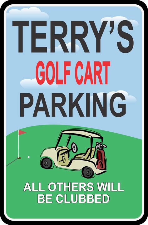Personalized Golf Cart Parking Sign - Custom Green Background Marker
