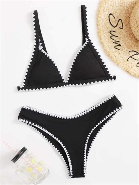 Whip Stitch Triangle Bikini Swimsuit SHEIN USA