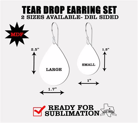 Mdf Teardrop Earrings Set Of Blank For Sublimation