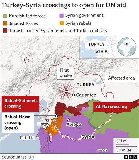 First Un Aid Convoy Enters Quake Hit Syria Via New Crossing Bbc News