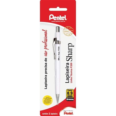 Lapiseira Pentel Sharp 0 9mm P 209W Branca 1 Unidade Papelaria NAGEM