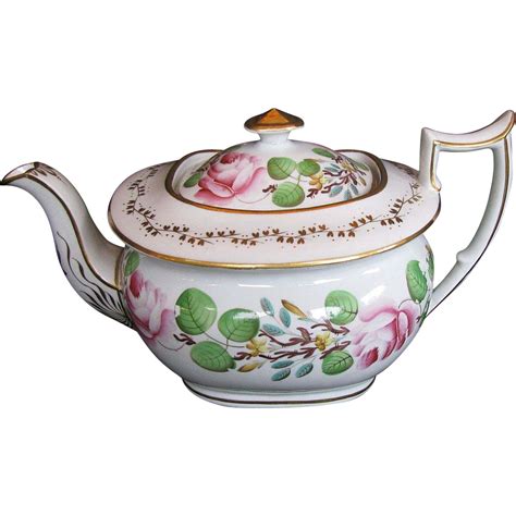 New Hall Teapot London Shape Bone China Handpainted Flowers From