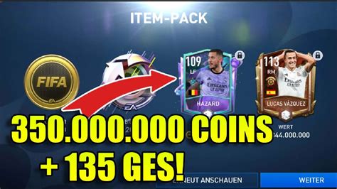 350 000 000 COINS 113 Spieler Gezogen 135 GES Fifa Mobile 22