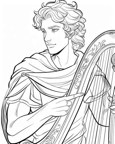 Apollo, god of music and prophecy, Coloring Pages | Greek Mythology