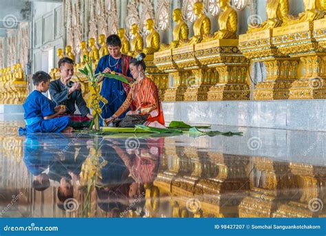 Statues Of Buddhist Monks Made Of Concrete Editorial Photo