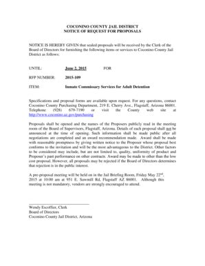 Fillable Online Coconino Az COCONINO COUNTY JAIL DISTRICT NOTICE OF