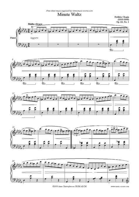 Chopin Op 64 No 01 Minute Waltz Classical Sheet Music