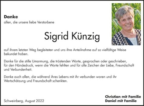 Traueranzeigen von Sigrid Künzig Trauerportal Ihrer Tageszeitung