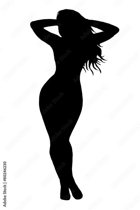 Silhouette Of Naked Woman Posing With Hands On Head Stock イラスト Adobe Stock