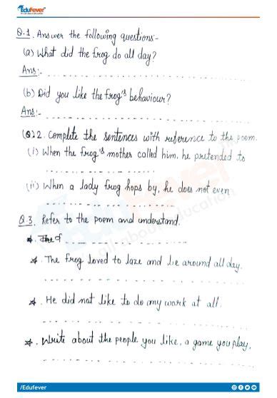 Cbse Class 5 English The Lazy Frog Worksheet With Solution