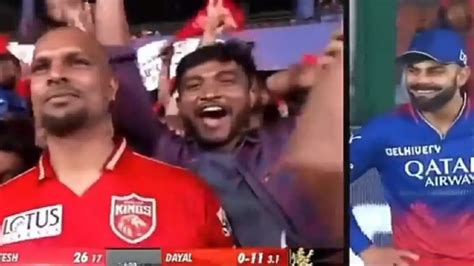 Virat Kohlis Reaction To Shikhar Dhawan Lookalike During Rcb Vs Pbks