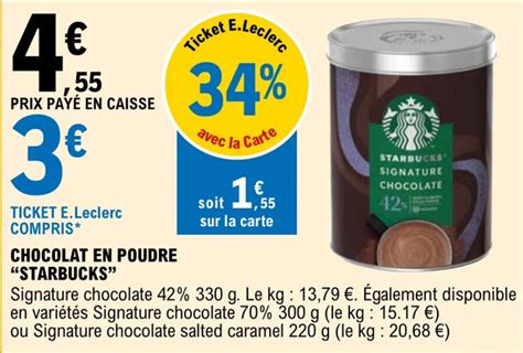 Promo Chocolat En Poudre Starbucks Chez E Leclerc