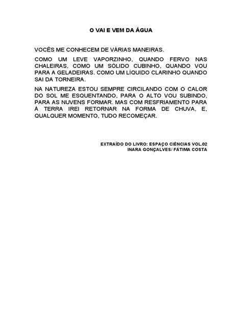 TEXTO E PRODUÇÃO DE TEXTO SOBRE A ÁGUA | PDF