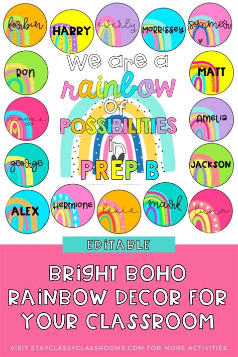 Bright Boho Rainbow Classroom Theme Pack Stay Classy Classrooms Rainbow Theme Classroom