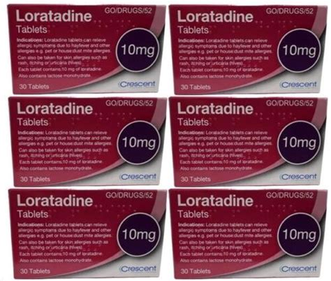 6 Months Supply Loratadine Hayfever Allergy Relief 10mg Tablets 30x6