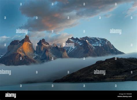 Chile, Chilean Patagonia, Cuernos del Paine, Sunrise over Cuernos del ...