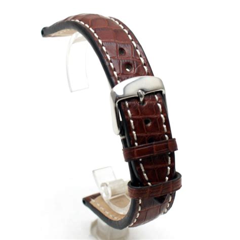 Rios Ambassador Mahogany Brown Alligator Skin Watch Strap Mm