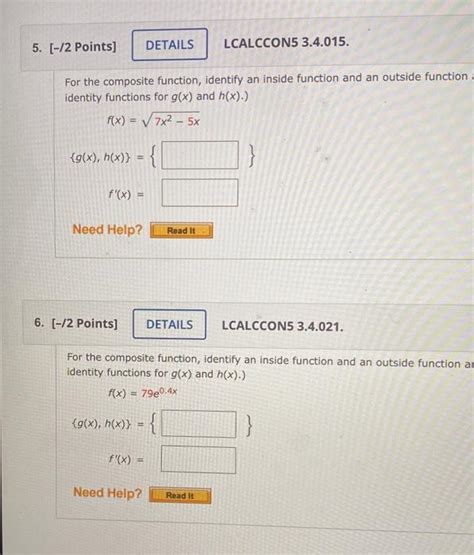 Solved For The Composite Function Identify An Inside