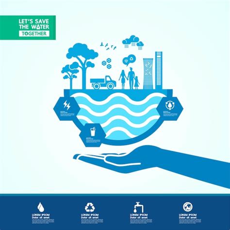 Premium Vector Save The Water For Green Ecology World Vector Illustration