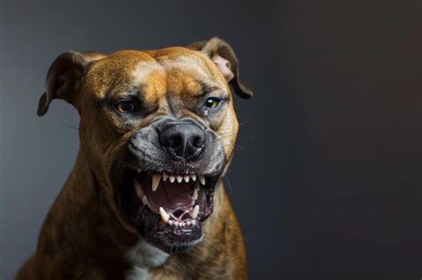 Premium Photo An Angry Aggressive Pit Bull Terrier Type Dog Snarling