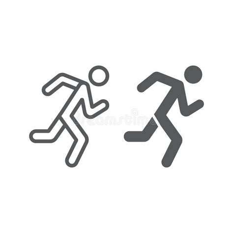 Running Man Line And Glyph Icon Sport And Jogging Runner Sign Vector