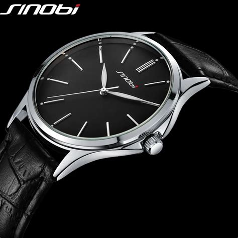 Sinobi Ultra Thin Japan Quartz Men Watch Leather Strap Classic