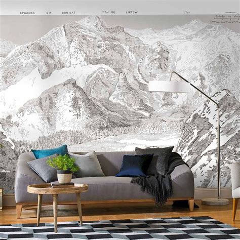 Sketch Mountain Gris Bespoke Mural Graham And Brown Wall Murals Home