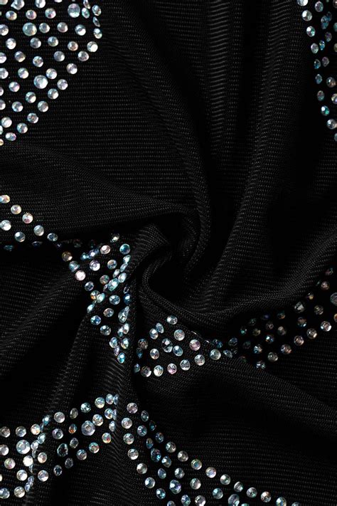 Wholesale Black Fashion Sexy Patchwork Hot Drilling See Through Half A Turtleneck Sleeveless