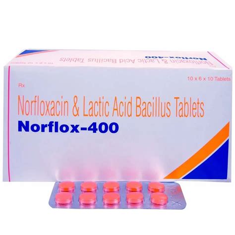 NORFLOX 400MG TAB NORFLOXACIN LACTIC ACID BACILLUS TABLETS At Rs