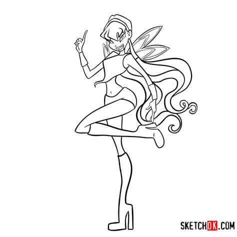 Winx Club Drawing How To Draw Stella Harmonix Sketchok Step By Step