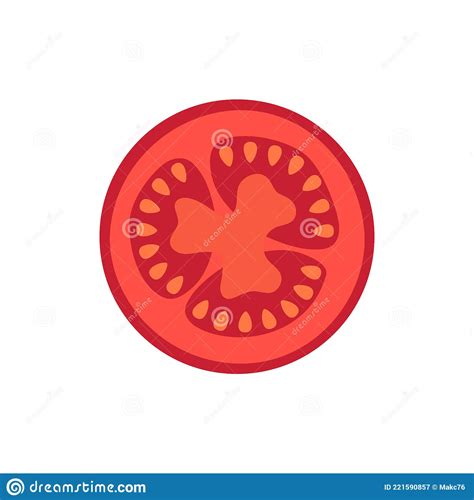 Fatia De Tomate Vermelho Isolada Em Branco Ilustração do Vetor