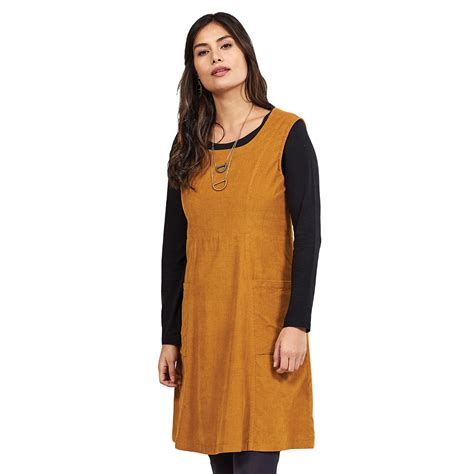 Nomads Retro S Needle Cord A Line Pinafore Dress In Spice