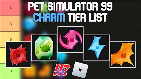 Pet Simulator 99 Charm Tier List Roblox Tier Lists Youtube