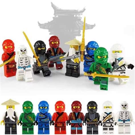 Boneco NinjaGo Filme Desenho Monta Brinquedo Kit 8 Bonecos Ninja Go