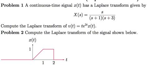 Solved Problem 1 A Continuous Time Signal Xt Has A Laplace