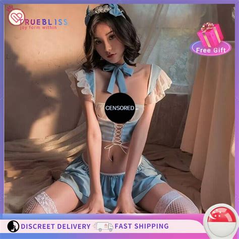 Sg Seller Sexy Woman Lingerie Sm Cosplay Uniform Maid Apron Set A Japanese Girl Pyjamas