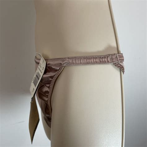 Vtg Maidenform String Bikini Satin Accents Taupe Skin Gem