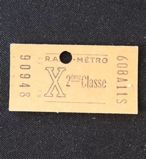 ANCIEN TICKET PARIS métro RATP 1960 2ème classe 90948 Metropolitain 15