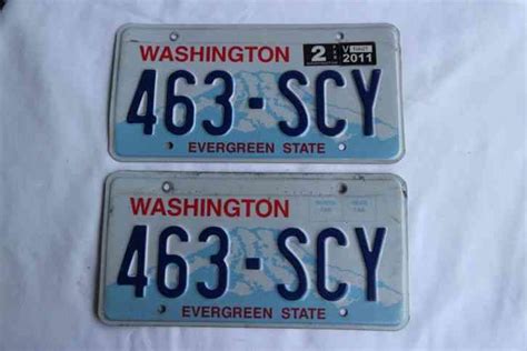 WASHINGTON State License Plate Set 1998 2009 463 SCY White