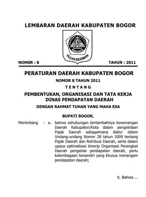 PDF LEMBARAN DAERAH KABUPATEN BOGORKETENTUAN UMUM Pasal 1 Dalam