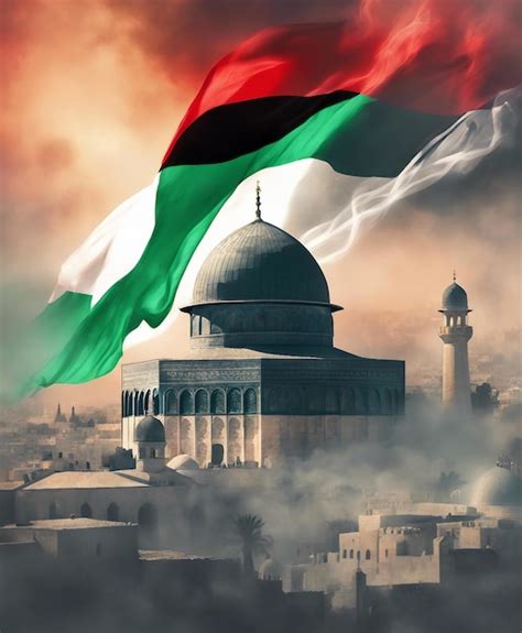 Premium Photo Palestinian Freedom Flag Mosque Al Aqsa In Smoke Neon