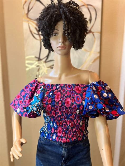 Lizzy African Print Ankara Print Smocked Top With Butterfly Sleeves Etsy